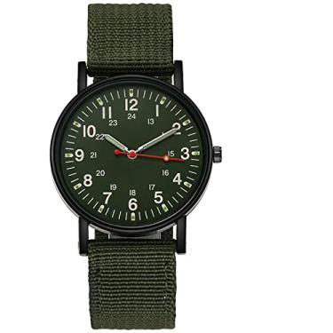 Imagem de Leatrom Assista masculino de assistência masculina casual Nylon Canvas Watch With Watch Quartz Movement Watch (verde)