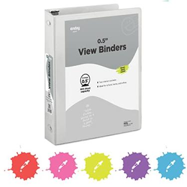 Imagem de Fichário cinza de 1,27 cm, anel redondo de 1,27 cm, capa transparente com 2 bolsos internos, fichários de materiais escolares coloridos, também disponível em rosa, vermelho, verde, azul e roxo (1 peça) – por Enday