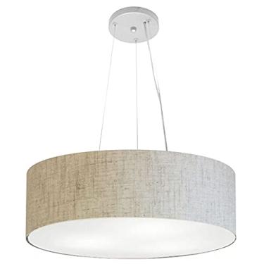 Imagem de Lustre Pendente Cilíndrico Cúpula Tecido 50x15 cm, Vivare Iluminação, Pendente4134 RST, Rustico Bege, Médio
