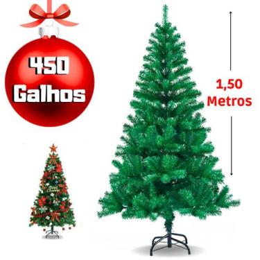 Imagem de Árvore De Natal 1,50 Metros Pinheiro Verde 450 Galhos  Tradicional Dec