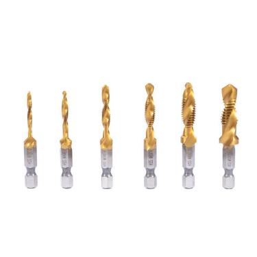 Imagem de Jogo De Brocas Macho De Titânio Aço Rápido 6 Peças Rocast