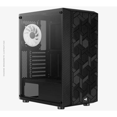 Imagem de Gabinete Gamer Aerocool Hive, Mid Tower, Vidro Temperado, Black, ATX, Sem Fonte, Com 1 Fan - HIVE-G-BK-V3