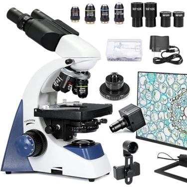 Imagem de CHONGHAN Microscópio Binocular Composto, 40X-10000X Laboratório de Microscópio Eletrônico Biológico com WF10X WF20X Oculares, Ocular Eletrônica HD 5 Milhões de Pixels, para Educação Doméstica Escolar