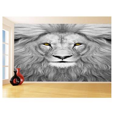 Imagem de Papel De Parede 3D Animais Leão Rosto Olhando 3,5M Anm481
