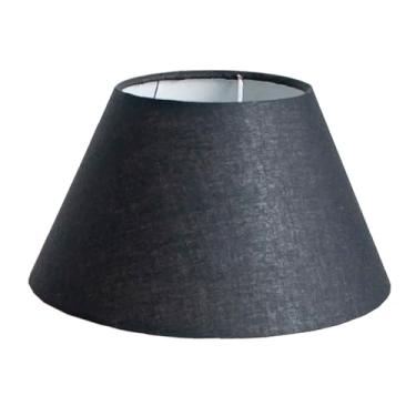 Imagem de Cúpula de Abajur Grande Clássica 30cm x 15cm x 40cm Tecido Algodão Revestimento em Acetato Encaixe Nacional 3,5cm (Preto)