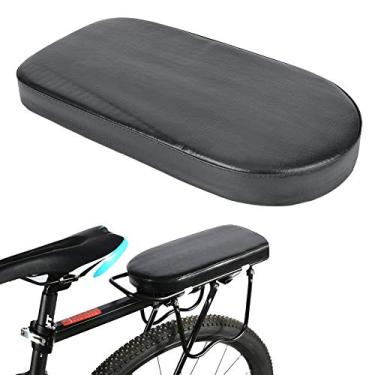 Imagem de Selim traseiro de bicicleta, almofada tripulada de bicicleta PU capa de assento traseiro almofada larga macia acessório de bicicleta (preto)
