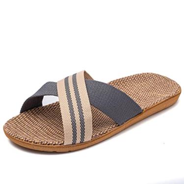Imagem de Chinelos rasos sandálias de linho leves casuais de verão chinelos femininos, Cinza 514, 40 M EU