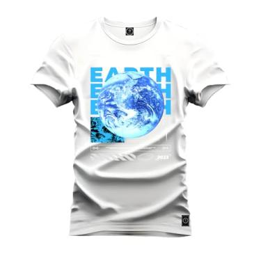 Imagem de Camiseta Casual 100% Algodão Estampada Earth Terra Branco P