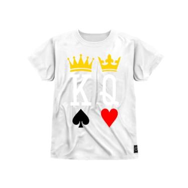 Imagem de Camiseta Infantil Algodão Estampada Premium Rei Rainha Branco 10