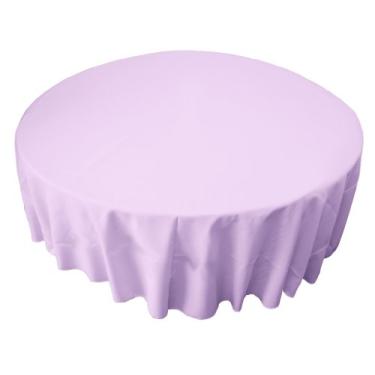 Imagem de LA Linen Toalha de mesa de popelina de poliéster de 182 cm, redonda, lilás