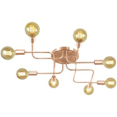 Imagem de Lustre Sputnik Aranha 8 Braços Cobre Quarto Sala Cozinha
