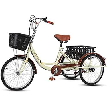 Imagem de Triciclo adulto com cesta de compras, bicicleta trike, bicicleta de 7 velocidades, 3 rodas, para recreação, compras, bicicleta masculina e feminina