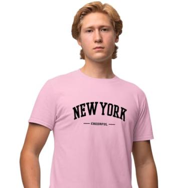 Imagem de Camisa Camiseta Genuine Grit Masculina Estampada Algodão 30.1 New York - M - Rosa Bebe