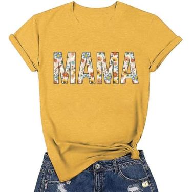 Imagem de Camiseta feminina vintage floral casual boho estampa floral girassol flores silvestres camisetas para meninas, Amarelo-mãe, P