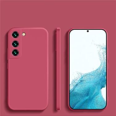 Imagem de Capa quadrada de silicone líquido para samsung galaxy, s23 s 23 s22 ultra plus s23plus s23ultra, capa macia, camélia vermelha, para s23 plus