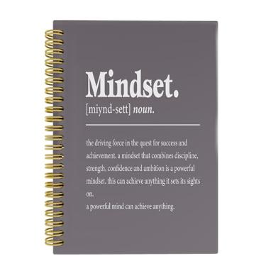 Imagem de Knibeo Cadernos inspiradores Mindset – Caderno antiansiedade, caderno espiral, 13 x 21 cm, com 164 páginas, material escolar universitário (cinza médio)