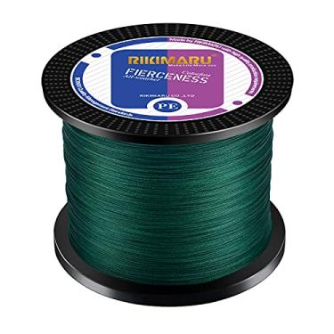 Imagem de Rikimaru linha de pesca trançada resistente à abrasão Superline Zero Stretch & Low Memory diâmetro extra fino 327-1094 jardas, 4-180 lb, Moss Green, 327 Yds/0.55mm(8 Strands)-120LB