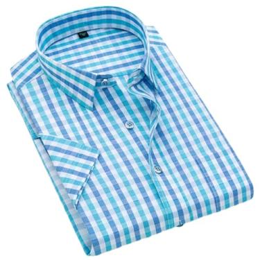 Imagem de Camisa xadrez de verão casual manga curta masculina manga curta verão negócios casual xadrez masculino, En8, P