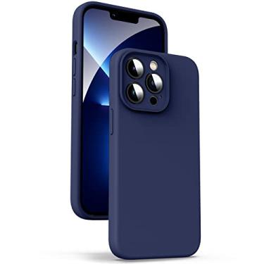 Imagem de Supdeal Capa de silicone líquido para iPhone 13 Pro, [proteção da câmera] [antiimpressões digitais] [carregamento sem fio] capa protetora de 4 camadas para celular, capa de microfibra embutida, 6,1 polegadas, azul marinho