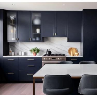 Imagem de Micpolo Papel de parede de 43,9 cm x 299,7 cm azul para contato azul escuro para armários e banheiro - Papel de parede autoadesivo removível para quarto e armário de cozinha decoração de parede vinil