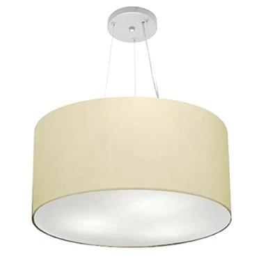 Imagem de Lustre Pendente Cilíndrico Cúpula Tecido 55x25 cm, Vivare Iluminação, Pendente4191 LA, Algodão Cru, Médio
