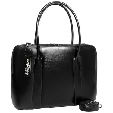 Imagem de Maleta Executiva Feminina Pasta Notebook Tablet Bolsa Social Casual Laptop Ombro Transversal 14 15 15.6 15,6 16 17 Polegadas (Preto-liso, Padrão)