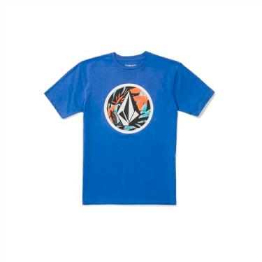 Imagem de Volcom Camiseta de manga curta com pedra circular para meninos, Patriota Blue, G