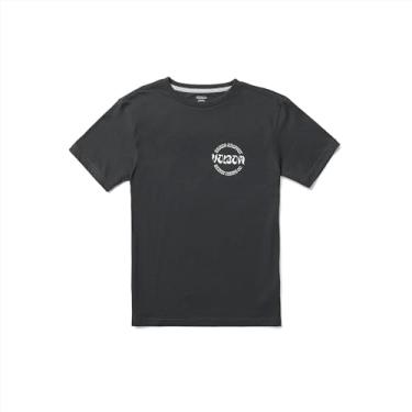 Imagem de Volcom Camiseta de manga curta para meninos grandes, Preto mesclado lavado, P
