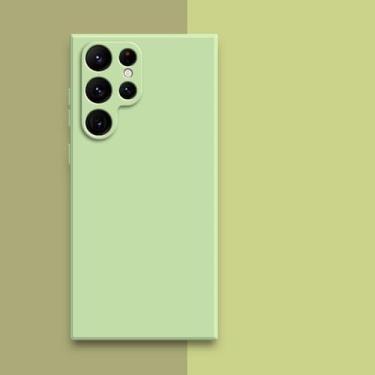 Imagem de Capa quadrada de silicone líquido para Samsung Galaxy S23 S24 Ultra S22 Plus S21 FE S20 Note 20 10 S8 9 10 Plus Protetora de tecido macio telefone Back Cove, verde, para Samsung S22 Ultra