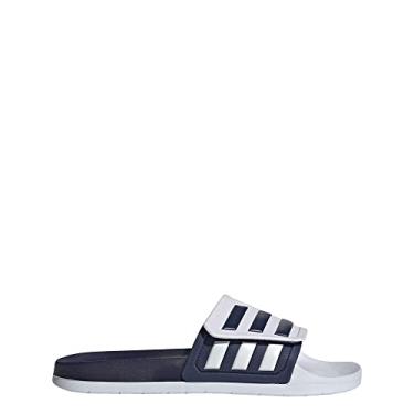 Imagem de adidas Chinelos Adilette unissex para adultos, Branco/azul escuro/branco (Tnd), 8 Women/7 Men