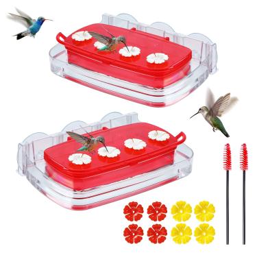 Imagem de HCGADON Alimentador de beija-flor para janela, alimentador de beija-flor de plástico com 3 ventosas fortes, fácil de limpar e recarregar, fosso embutido (590 g) (2)