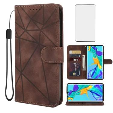 Imagem de Wanyuexes Capa para Huawei P30 Pro, capa carteira P 30 Pro VOGL29 com protetor de tela de vidro temperado, sensação de pele PU flip fólio suporte para cartão de crédito suporte para celular para
