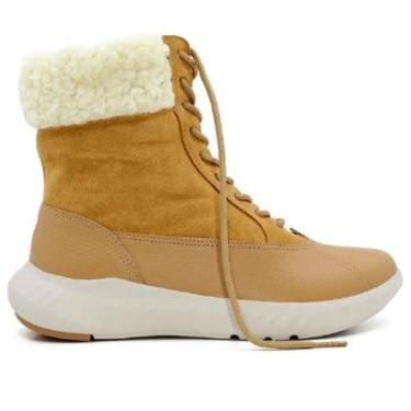 Imagem de Bota Usaflex Cano Medio com Pelos Cadarço e Ziper-Feminino