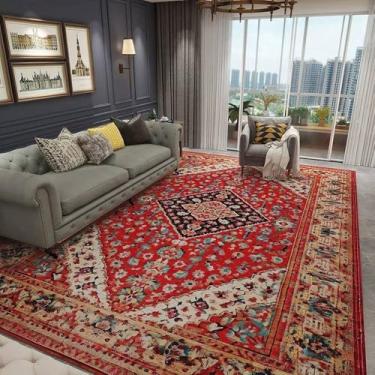 Imagem de Decoração de sala de estar Tapete europeu retrô Tapetes grandes para áreas Decoração de quartos Tapete de chão Vestiário Tapete de sala, veludo cristal 4.200 x 250 cm 78,7 x 98 pol.