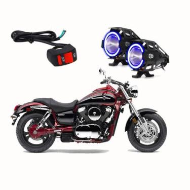 Imagem de Par Farol de Milha Angel Eye U7 Azul para Moto Kawasaki Vulcan VN 1600