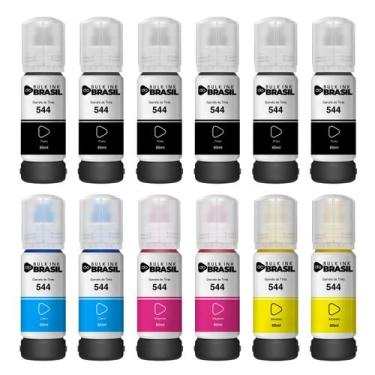 Imagem de Kit 12 Refil de Tinta compatível T544 para impressora L3250, L3210, L5