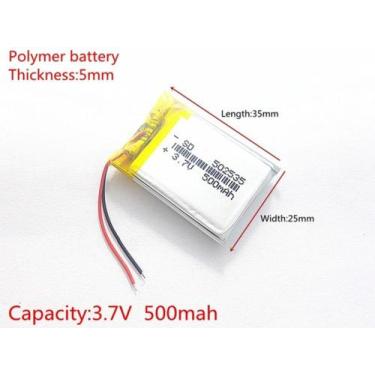 Imagem de Bateria 500 Mah Rastreador Gps  Mp5  Cx Som Etc C/ 2 Fios - bgb