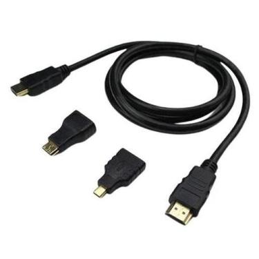 Imagem de Cabo Hdmi 3 Em 1 Com Adaptador Mini Hdmi E Micro Hdmi - 1,5M - Aoweixu