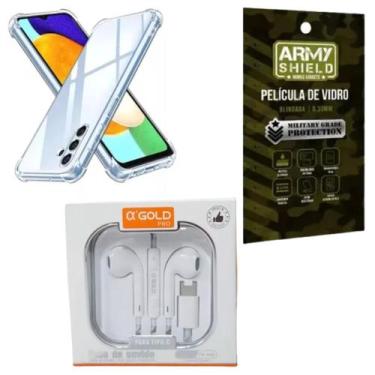 Imagem de Capa Capinha para Galaxy A05 + Fone Tipo-C + Pelicula de Vidro 3D - Ar