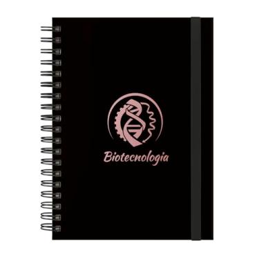 Imagem de Caderno Colegial Plus 12 Matérias Profissões Biotecnologia (Preto e Rosê)
