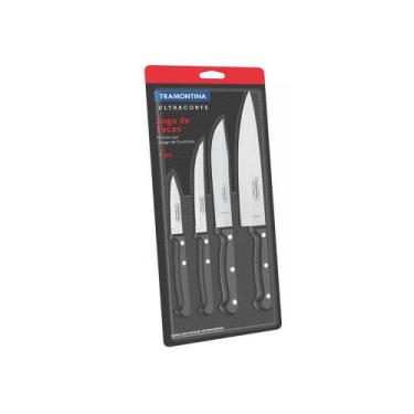 Imagem de Jogo de facas 4 pcs ultracorte preto sortidos com laminas aco inox e c