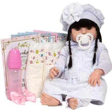 Imagem de Bebe Reborn Morena Com Chupeta Acessórios Pode Dar Banho - Cegonha Reb