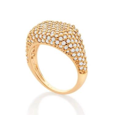 Imagem de Anel banhado ouro 3x 24k 18k e 22k feminino rommanel cravejado zircôni