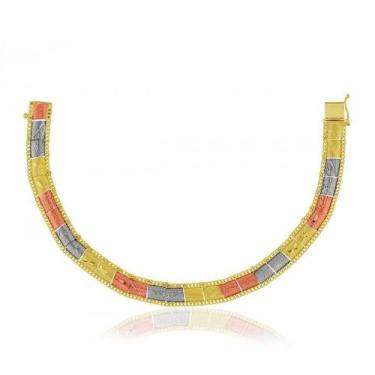 Imagem de Pulseira de Ouro 18k Taparella Tricolor Escravas - Elegancy Joias