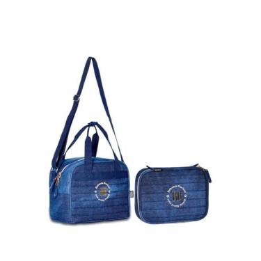 Imagem de Kit Lancheira Térmica e Estojo Box Rebecca Bonbon Jeans - Clio Style, 
