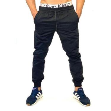 Imagem de Calça jogger jeans masculina sarja com elastico - Emporium black, Pret