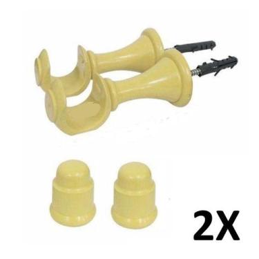 Imagem de Kit 2 Suporte para Varão Cortina com Ponteira 19mm Marfim