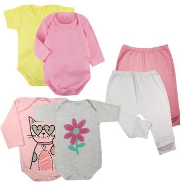 Imagem de Kit Roupa de 6 Pças Body Manga Longa e Curta e Mijão Suedine - Koala B