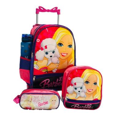 Imagem de Kit Mochila Barbie feminina rodinhas Bolsa escolar lancheira estojo - 