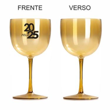 Imagem de Kit 6 Taças Gin Vodka 580ml Acrílica ANO NOVO - Aloha, Dourado, 2025
